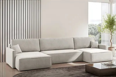Produktbild von Kaiser Möbel Ecksofa Carlos U-Form Mit Schlaffunktion Und Bettkasten Stoff Salvador Hellgrau