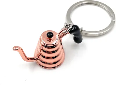 Produktbild von Onwomania Kaffeekanne Kaffee Teekanne Schlüsselanhänger Metall Glücksbringer in Alu Geschenkbox, ideal zum Verschenken