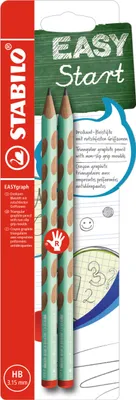 Produktbild von Ergonomischer Dreikant-Bleistift für Rechtshänder - STABILO EASYgraph in pastellgrün - 2er Pack - Härtegrad HB