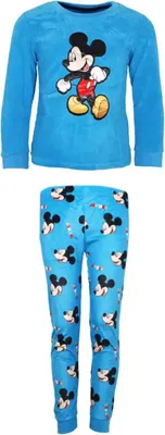Produktbild von Disney Mickey Maus Kinder Velours Schlafanzug Pyjama Nachtwäsche – Blau / 116