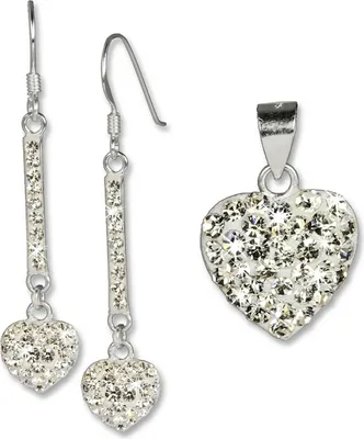 Produktbild von SilberDream Anhänger Ohrringe Zirkonia Damen Silber Leder weiß Set D2GSS041