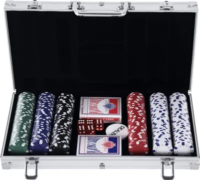 Image de HOMCOM Mallette de Poker Coffret de Poker Complet avec 300 jetons 2 Jeux de Cartes + 2 clés Aluminium
