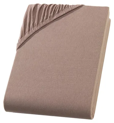 Produktbild von Jersey Spannbettlaken 90-100x200 cm Spannbettuch 100% Baumwolle Bettlaken, Nougat Braun