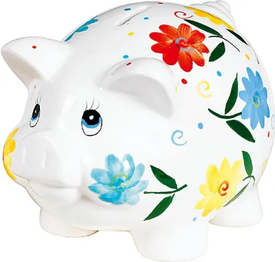 Produktbild von Sparschwein Blumendeko mit Schloß Porzellan 23cm weiß