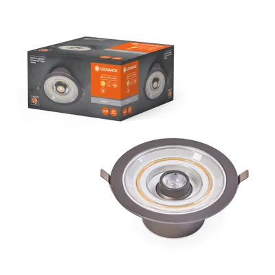 Image de LEDVANCE DECOR FIL DL HALO Downlight 166mm, argenté, 7W, 620lm, sans fil, design filamentaire moderne, contrôle individuel de la luminosité, dimmable, anneaux lumineux filamentaires activables séparément, IP20, 2700K