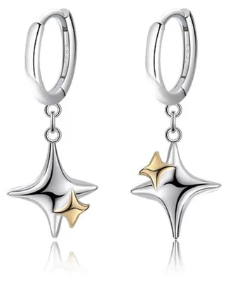 Immagine prodotto di Orecchini a forma di stella in argento sterling 925, adatti a donna, modello a cerchio e a pendente