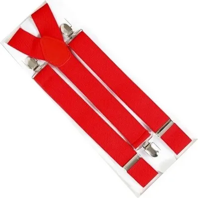 Produktbild von Hosenträger  Gummiband breit 3 Clips Damen Herren Kostüm Karneval Party, rot