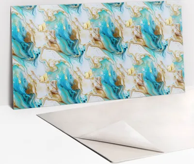 Produktbild von PVC-Wandschutz für die Küche - Stilvoller Schutz für Ihre Wände 100 x 50 Blauer Marmor und Gold