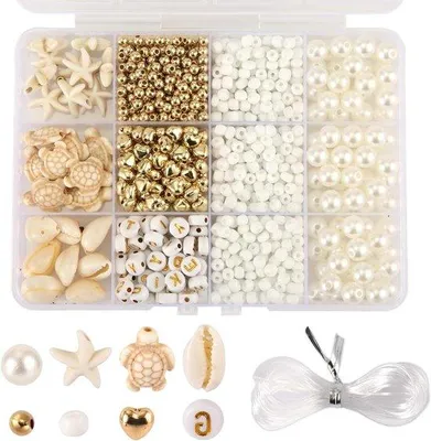Immagine prodotto di Set di braccialetti da spiaggia con conchiglie e perle per donna