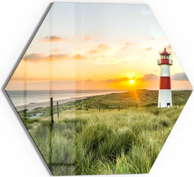Produktbild von DEQORI Magnettafel Glas 40x35 cm 6-eckig 'Leuchtturmliebe' beschreibbar Whiteboard