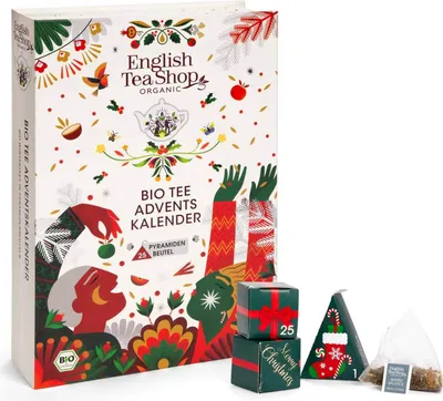 Produktbild von ETS - Adventskalender "Teebuch", BIO, 24 x Früchtetee, Kräutertee, Weihnachtstee in Pyramidenbeutel