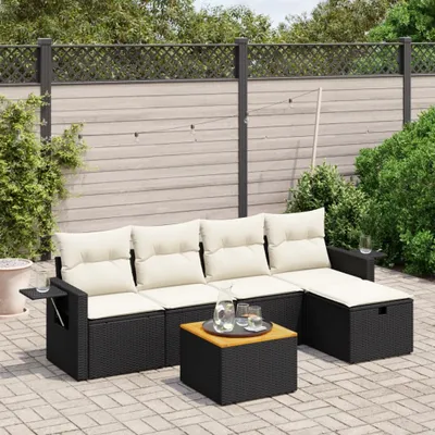 Produktbild von CLORIS 6-tlg. Garten-Sofagarnitur mit Kissen Schwarz Poly Rattan 2024