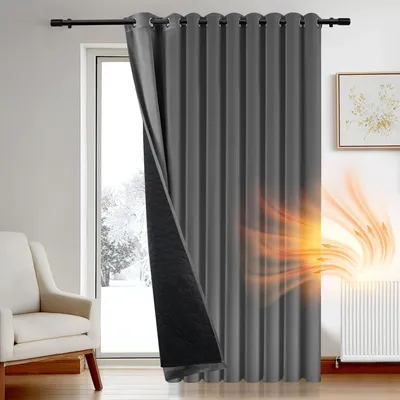 Verdunkelungsvorhang, Wärmeisolierend, 300×260 cm, Dunkelgrau, 1 Paneel