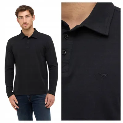 Produktbild von Mustang | Portis Jet Black Herren-T-Shirt, Schwarz, Baumwolle, Größe S