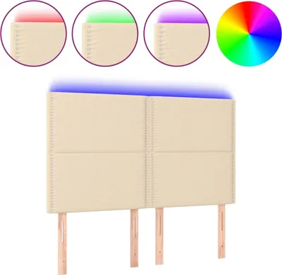 Obrázek produktu pro vidaXL LED čelo postele krémové 144x5x118/128 cm Látka