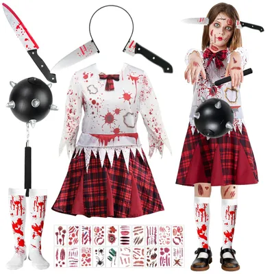 Zombie Schulmädchen Kostüm für Kinder, Mädchen, Halloween Kostüm