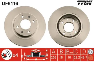 Produktbild von TRW Bremsscheiben (2 Stück) Vorderachse DF6116