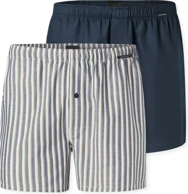 Produktbild von SCHIESSER Herren Web-Boxershorts, 2er Pack - We, Baumwolle Blau/Weiß 3XL
