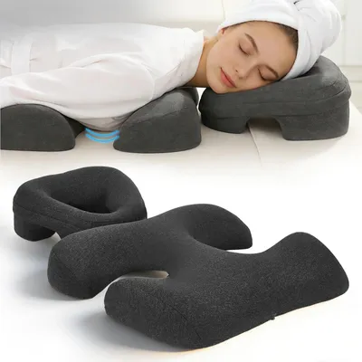 Immagine prodotto di Cuscino per il viso - Poggiatesta per lettino/poltrona da massaggio - Schiuma memory - Ergonomico - Traspirante - Per posizione prona - Nero