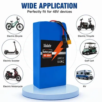 Zdjęcie produktu dla Akumulator do roweru elektrycznego 48V 100Ah - bateria litowo-jonowa 13S6P - 2000W - ogniwa 18650 - zintegrowany system zarządzania baterią (BMS) - do rowerów 54,6V - ładowarka DC XT60