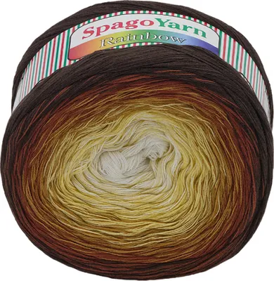 Zdjęcie produktu dla Przędza SpagoYarn Rainbow – 250 g / 1000 m – biała, żółta, brązowa, brązowa