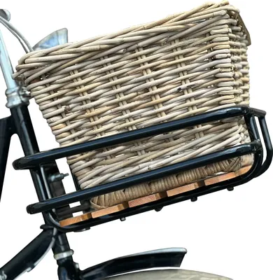 Produktbild von Frontgepäckträger Fahrrad + Fahrradkorb | Fahrrad Gepäckträger vorne | Gepäckträger Vorderrad | Fahrrad Gepäckhalter | Front Loader | Red Loon | Rattankorb  Gepäckträgerkorb