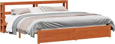 Zdjęcie produktu dla Ramka łóżka Woskowy Brąz 200 x 200 cm Lite drewno sosnowe