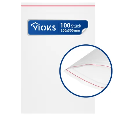 Produktbild von VIOKS Zip-Lock Tüten 100 Stück 200x300 mit Druckverschluss verschließbar Verpackungstüten Beutel