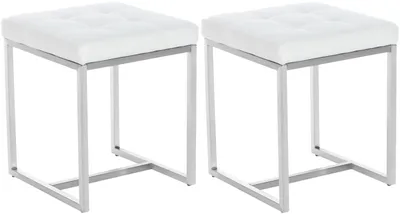 Produktbild von CLP 2er Set Sitzhocker Barci mit Polsterung und Edelstahlgestell weiß