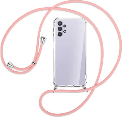 Produktbild von Handykette Backcover-Schutzhülle mit Band (Metall silberfarben) für Samsung Galaxy A32 5G - rosa