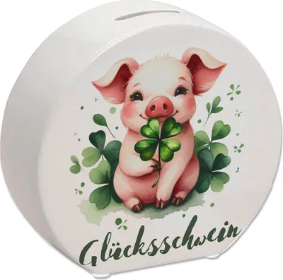 Produktbild von Glücksschwein mit Kleeblatt Spardose