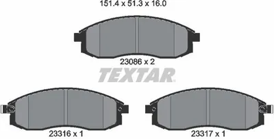Produktbild von Textar Bremsbeläge vorne für Mitsubishi L200 2,0-2,5 + D TD 4WD Sumitomo-Bremse