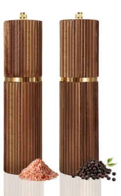 Salz- und Pfeffermühlen-Set aus Akazienholz, 2 Stück, Keramikmahlwerk