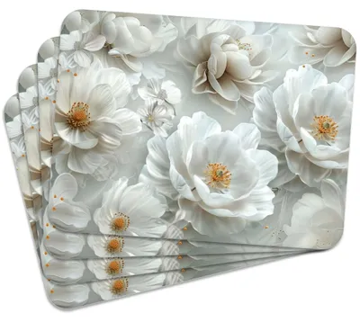 Produktbild von MG Design Set aus 4 Kork-Platzsets - Blossoms 2 - 30 x 40 cm - hitzebeständig & abwischbar, mit Korkrückseite