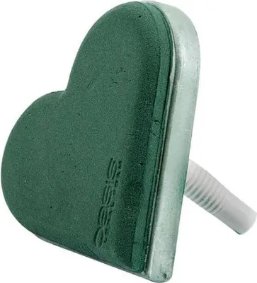 Produktbild von OASIS® Nass Steckschwamm Brautstraußhalter Herz PIADA mit Kunststoffgriff, EcoBase Hartschwammboden, grün, 19x19cm - Nasssteckschaum