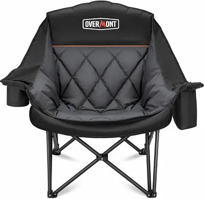 Imagen del producto de Silla de camping plegable de gran tamaño, también utilizada como sofá de camping, con capacidad de carga de hasta 204 kg. Silla de camping plegable, acolchada, con portavasos, bolsa térmica y respaldo alto, ideal para uso en exteriores, interiores, camping y jardín. Color: