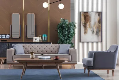 Produktbild von Luxus Modern Wohnzimmer Set 4tlg. 4 sitzer Sessel couchtisch Möbe
