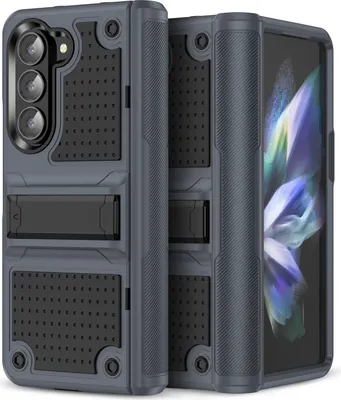 Image de Etui pour Samsung Galaxy Z Fold 5, étui antichoc hybride PC dur et TPU souple Gris Noir