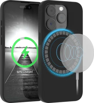 Produktbild von EAZY CASE Silikon MagSafe Handyhülle kompatibel mit Apple iPhone 15 Pro Hülle mit Kameraschutz, Silikonhülle, Schutzhülle Schwarz