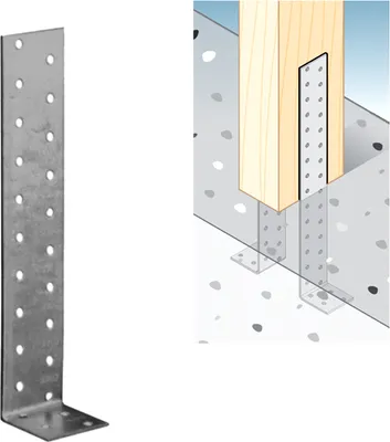 Produktbild von Flachstahl-Betonanker 300 x 40 x 40 mm Lochplattenwinkel Stuhlwinkel verzinkt
