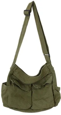Productafbeelding van Canvas Messenger Bag, Canvas Schoudertas met Meerdere Zakken, Grote Hobo Crossbody Tas voor Dames en Heren, Casual