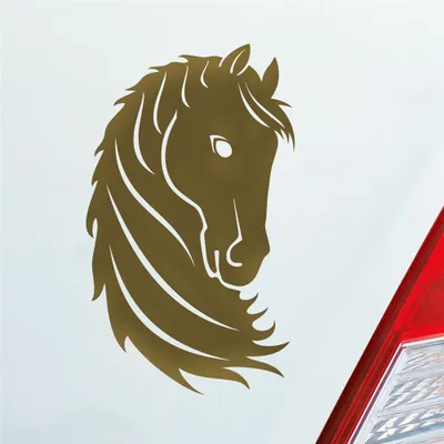 Produktbild von Auto Aufkleber Pferd Horse Pony Pferdeliebhaber Reiten 15x9 cm Gold Sticker Heckscheibenaufkleber