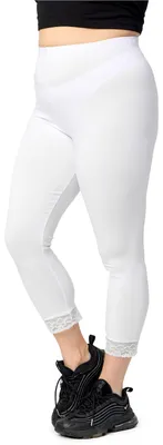 Image de Leggings capri 3/4 Merry Style pour femmes grandes tailles, leggings opaques avec dentelle en viscose MS10-452 (blanc, 6XL)