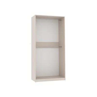 An empty wardrobe interior with two hanging rails.