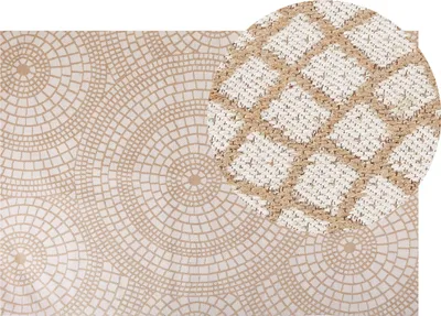 Produktbild von BELIANI Teppich Beige u. Weiß aus Jute 160 x 230 cm Rechteckig Geometrisches Muster Kurzflor Modern für Wohnzimmer Schlafzimmer