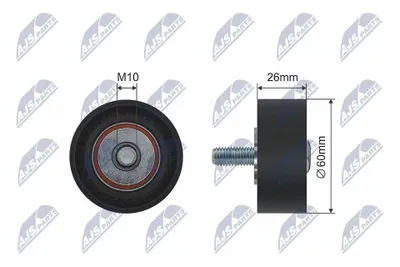 Produktbild von NTY RNK-CT-017 Umlenkrolle Keilrippenriemen passend für PEUGEOT 206 Schrägheck (2A/C) 306 Schrägheck (7A, 7C, N3, N5) für CITROËN