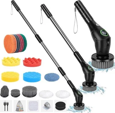 Produktbild von Elektrische Scrubber mit Stahlkopf - 3 Geschwindigkeiten - Ideal für Bad und Küche - Stahlkopf mit Wechselkopf