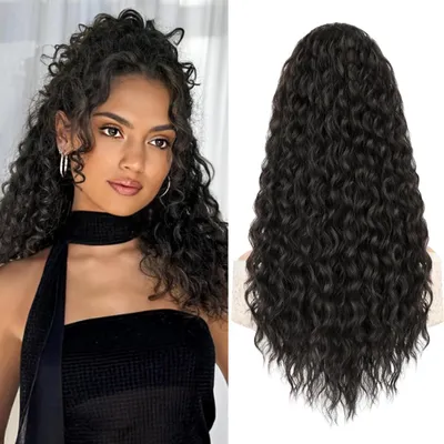 Produktbild von Haarteil Pferdeschwanz Kordelzug 45cm Afro Lockig Naturschwarz Synthetik
