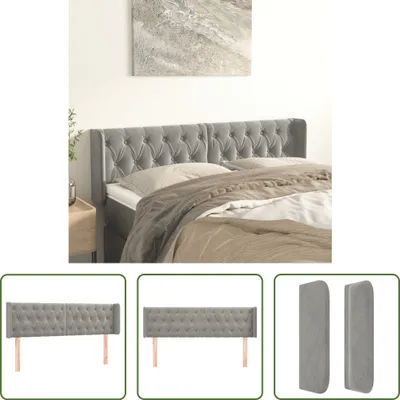 Produktbild von The Living Store Kopfteil mit Ohren Hellgrau 163x16x78/88 cm Samt