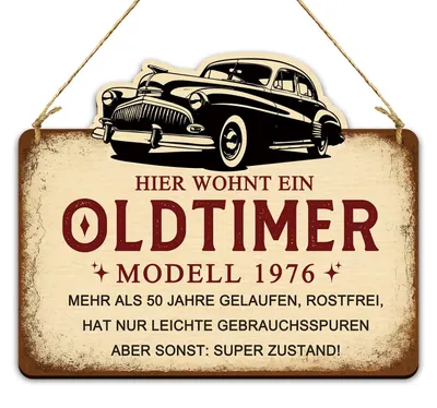 Produktbild von Humorvolles Holzschild zum 50. Geburtstag, im Vintage-Stil